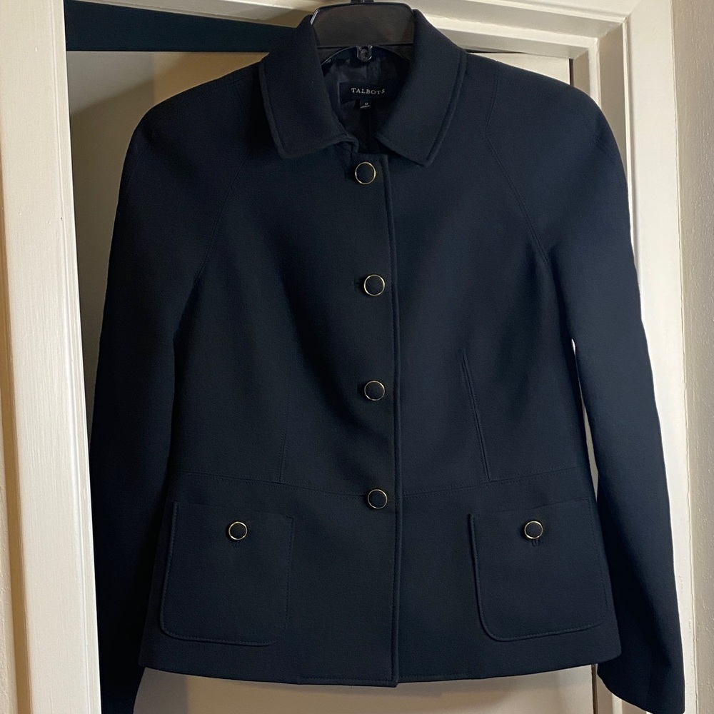 Talbots Black Button-Front Blazer Jacket with Met… - image 1